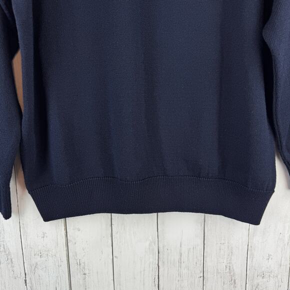 VTG Norm Thompson Dark Navy Geometric Wool-Blend Sweater Canada Size XL - Picture 8 of 11